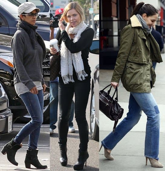 Halle Berry, Sophie Monk, and Katie Holmes show three stylish ways to wear scarves in winter