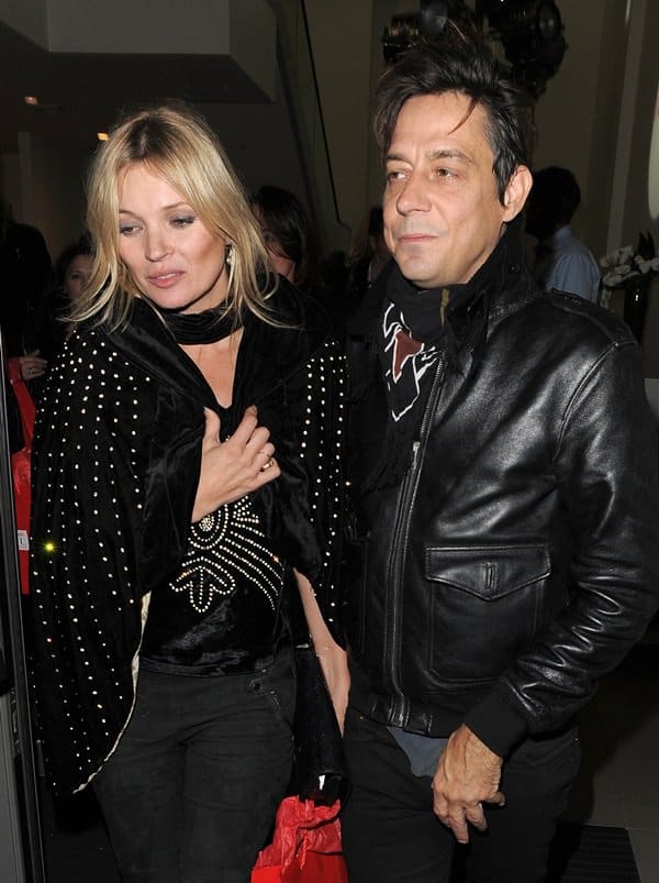 Kate Moss and Jamie Hince wear matching black outfits for the Rimmel party