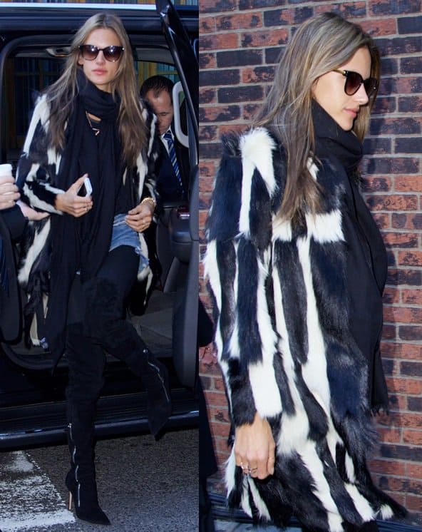 Alessandra Ambrosio in an almost-all-black outfit and Thierry Lasry Anorexxxy sunglasses