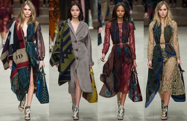 Burberry glorifies the tapestry by infusing similar prints into its bags and scarves for fall 2014