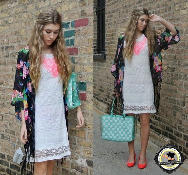 Dani made the wise choice of styling her white dress with a kimono