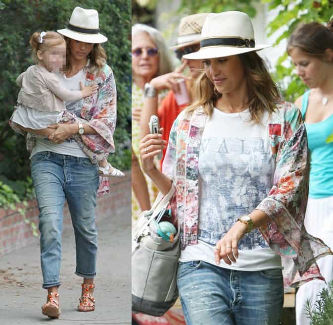 Jessica Alba leaves a birthday party with her kids in Hollywood