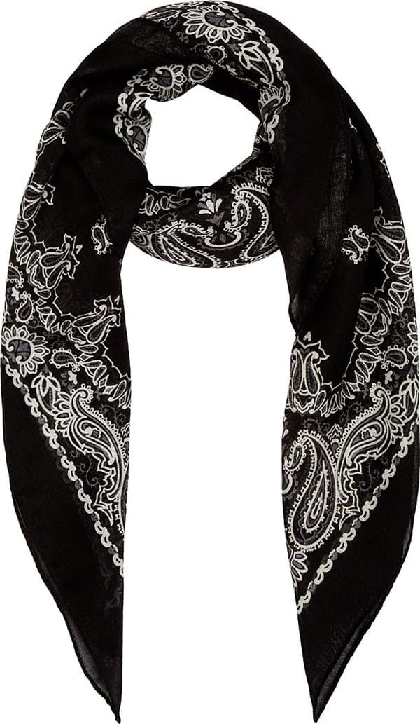 saint laurent paisley print black cashmere scarf