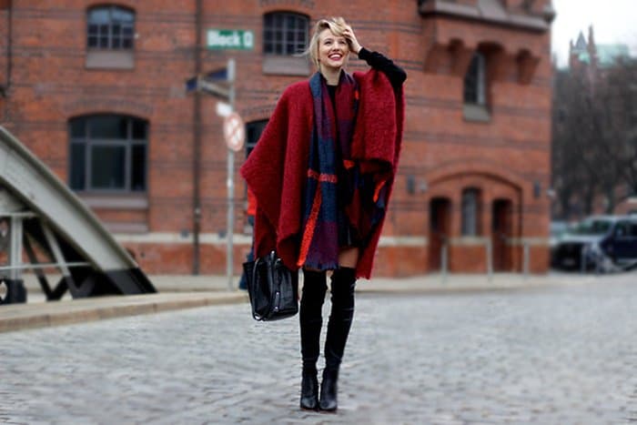 How to layer a blanket wrap with a scarf
